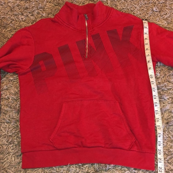 PINK Victoria’s Secret quarter zip hoodie XS red hoodie PINK VS QUARTER zip - Picture 14 of 14